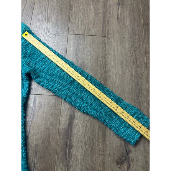 Cowgirl Up Teal Textured Knit Sweater Size L Sparkle Button Detail Western - Picture 6 of 8